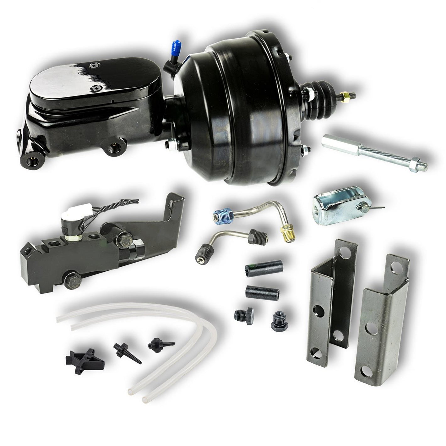 Right Stuff Detailing Brake Booster / Master Cylinder - 8 in OD - 1 in Bore - Black - Chevy Bel Air / Impala 1955-58