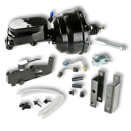 Right Stuff Detailing Brake Booster / Master Cylinder - 8 in OD - 1 in Bore - Black - Chevy Bel Air / Impala 1955-58