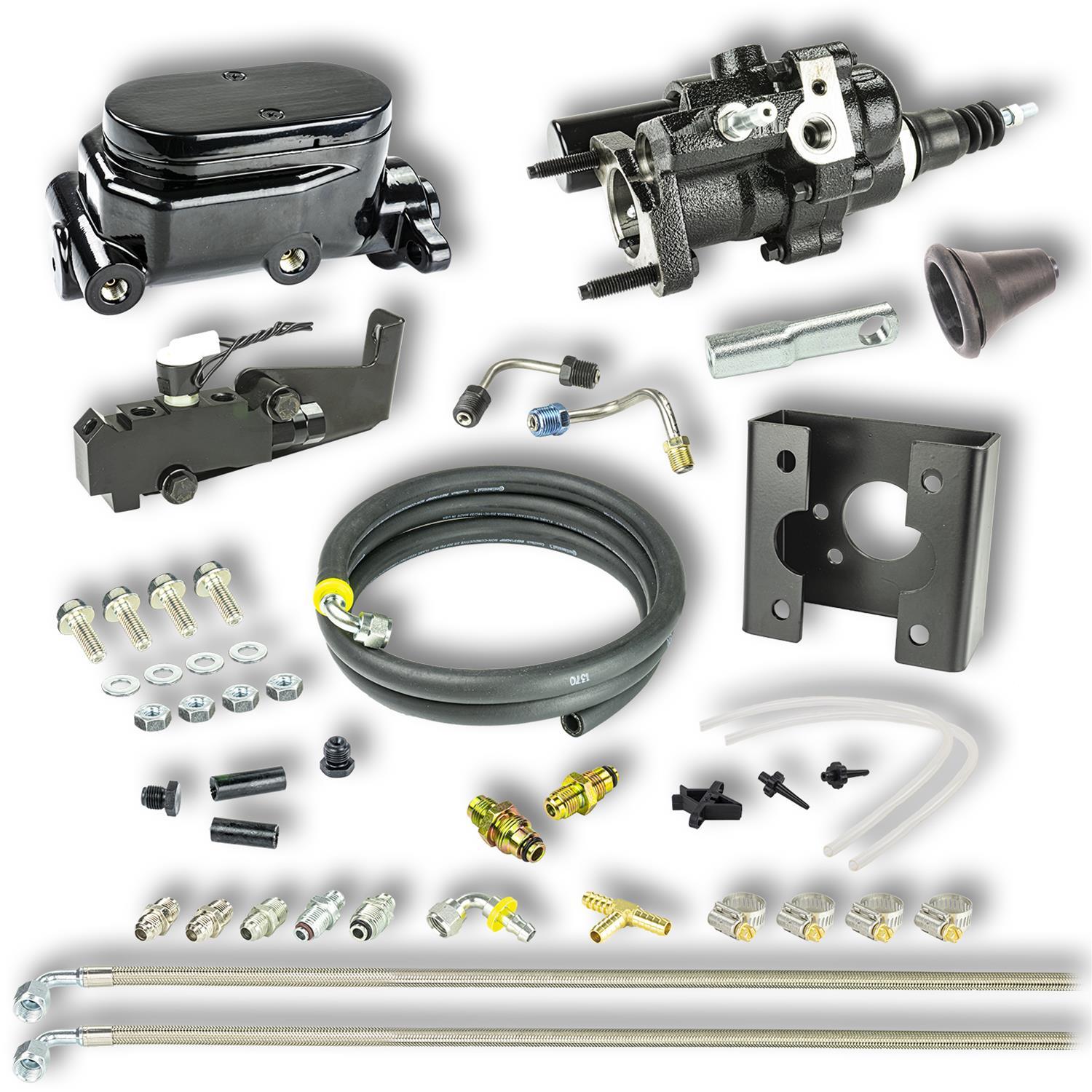 Right Stuff Detailing Hydro-Boost Brake Booster / Master Cylinder - 1 in Bore - Black - GM Fullsize Truck 1963-66