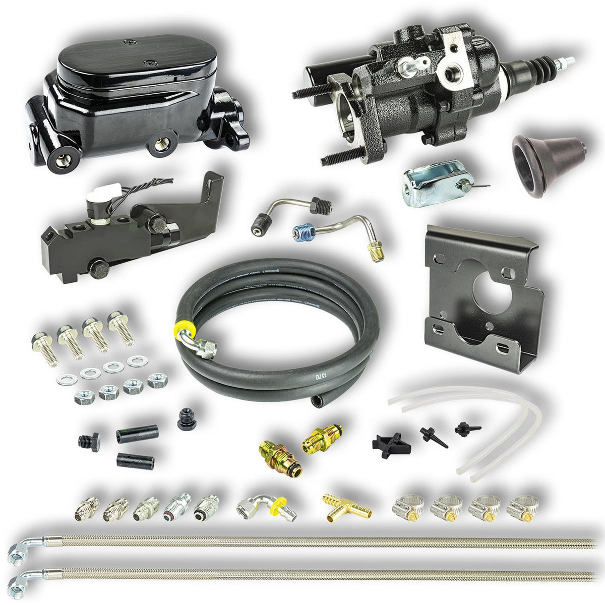 Right Stuff Detailing Hydro-Boost Brake Booster / Master Cylinder - 1 in Bore - Black - GM Fullsize Truck 1967-72