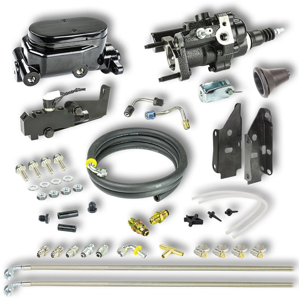 Right Stuff Detailing Hydro-Boost Brake Booster / Master Cylinder - 1 in Bore - Black - GM Fullsize Truck 1973-87