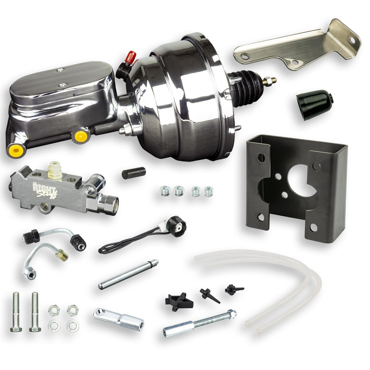 Right Stuff Detailing Brake Booster / Master Cylinder - 8 in OD - 1.125 in Bore - Chrome - GM Fullsize Truck 1963-66