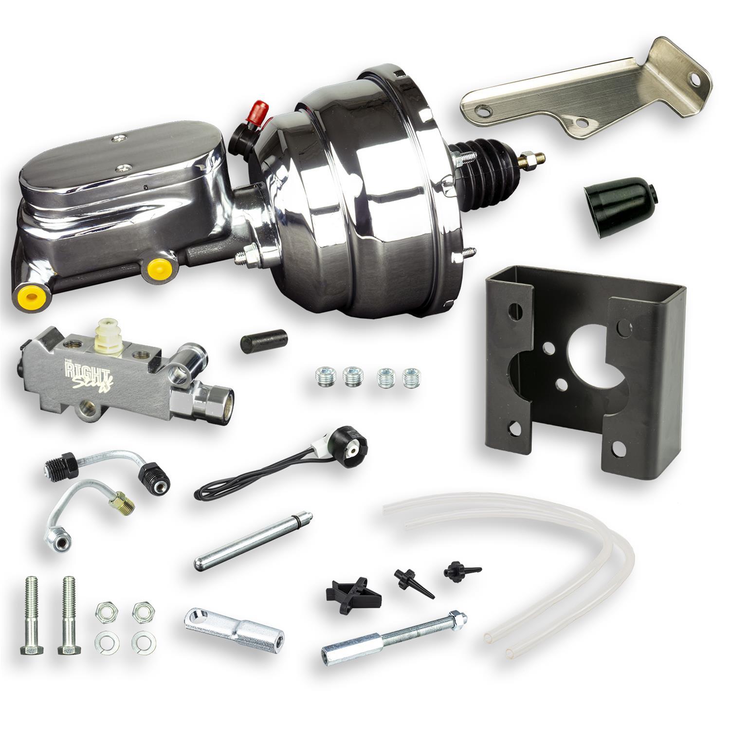 Right Stuff Detailing Brake Booster / Master Cylinder - 8 in OD - 1.125 in Bore - Chrome - GM Fullsize Truck 1963-66