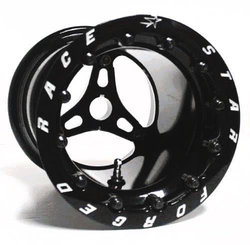 Race Star 53 Jr Dragster Aluminum Double Beadlock Wheel - 8 x 8 in - 2.5 in Backspace - 3 x 5.25 in Bolt Pattern - Black (Pair)