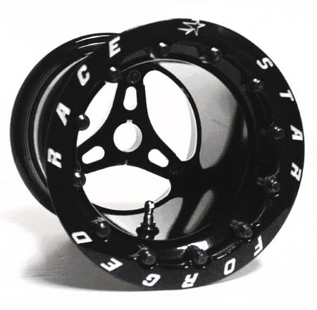 Race Star 53 Jr Dragster Aluminum Double Beadlock Wheel - 8 x 8 in - 2.5 in Backspace - 3 x 5.25 in Bolt Pattern - Black (Pair)