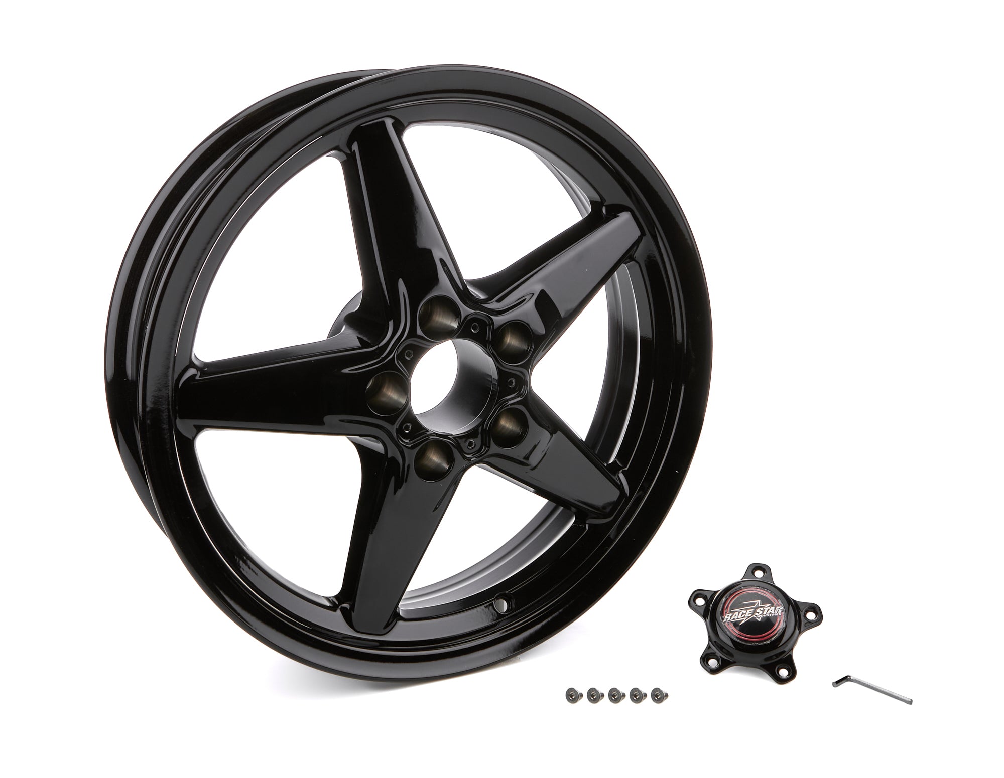 Race Star 92 Drag Star Bracket Racer Ford Aluminum Wheel - 17 x 4.5 in - 1.75 in Backspace - 5 x 4.5 in Bolt Pattern - Black