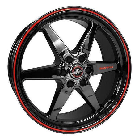 Race Star 93 Truck Star Aluminum Wheel - 20 x 9 in - 5.920 in Backspace - 6 x 5.5 in Bolt Pattern - Black / Red Paint