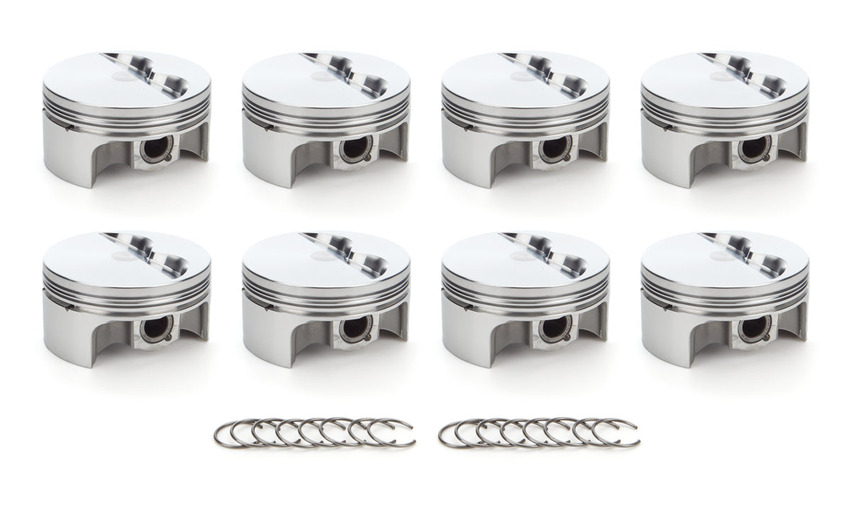 RaceTec AutoTec Forged Flat Top Piston - 4.125 in Bore - Coated Skirt - Small Block Chevy - (Set of 8)