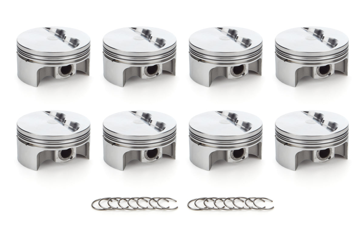 RaceTec AutoTec Forged Flat Top Piston - 4.155 in Bore - Coated Skirt - Small Block Chevy - (Set of 8)