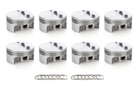 RaceTec AutoTec Forged Flat Top Piston - 4.155 in Bore - Coated Skirt - Small Block Chevy - (Set of 8)
