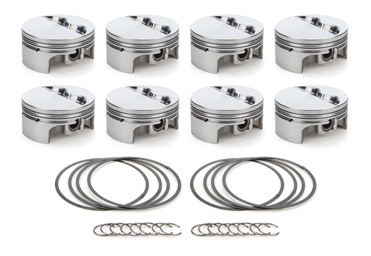 RaceTec AutoTec Forged Flat Top Piston - 4.125 in Bore - Coated Skirt - Small Block Chevy - (Set of 8)