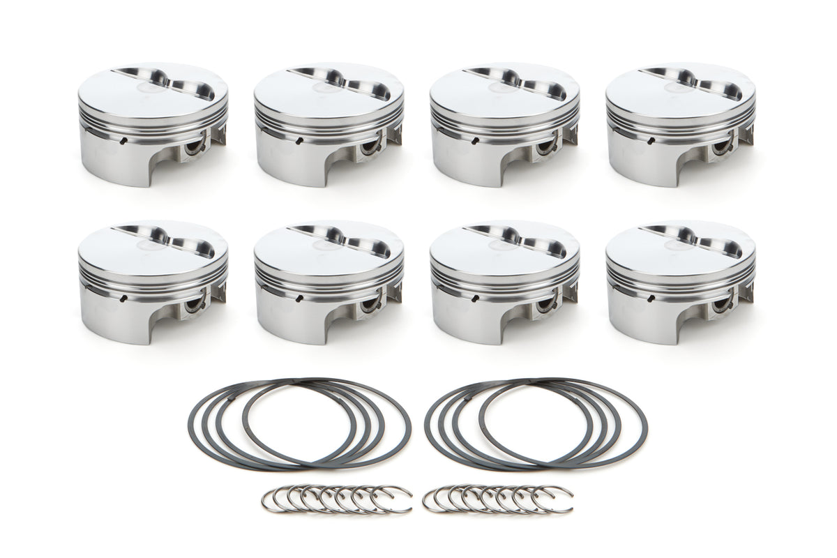 RaceTec AutoTec Forged Flat Top Piston - 4.155 in Bore - Coated Skirt - Small Block Chevy - (Set of 8)