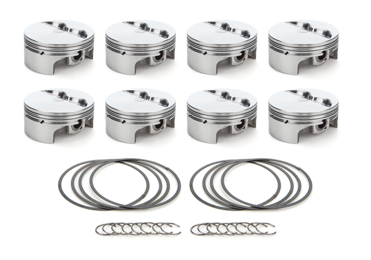 RaceTec AutoTec Forged Flat Top Piston - 4.125 in Bore - Coated Skirt - Small Block Chevy - (Set of 8)