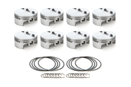 RaceTec AutoTec Forged Flat Top Piston - 4.155 in Bore - Coated Skirt - Small Block Chevy - (Set of 8)