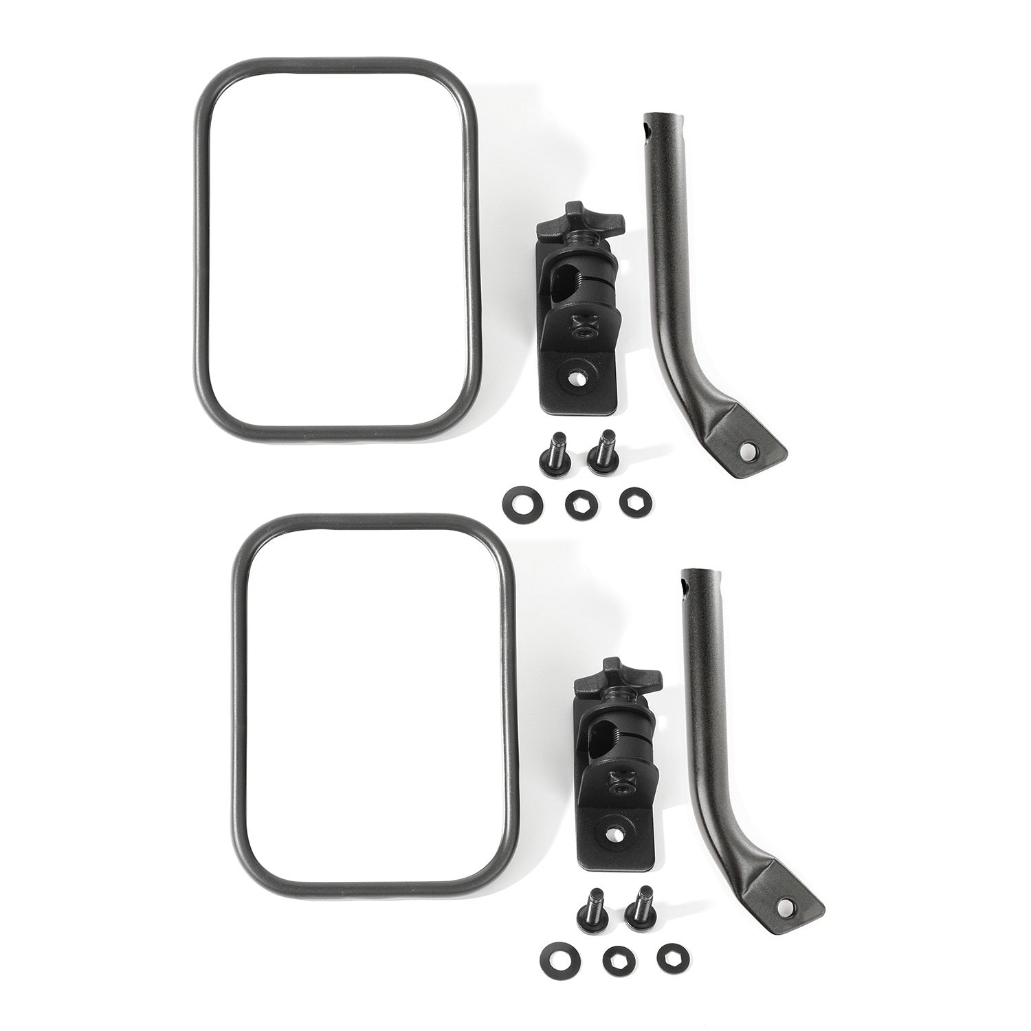 Rugged Radios Ridge Stubby Trail Mirror Rectangular Pair Text Black