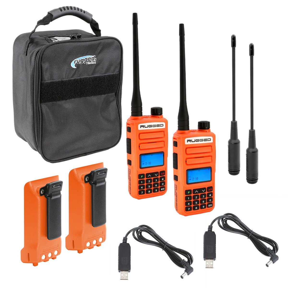 Rugged Radios GMR2 PLUS  Adventure Pack - GMR2 PLUS - GMRS & FRS Two Way Handheld Radios /w Accessories - Safety Yellow RUGGED-ADVENTURE-PACK-HV