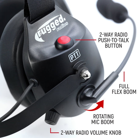 Rugged Radios RW-H52 Bluetooth Headset for Cell Phones - 2-Way Radio Compatible RW-H52