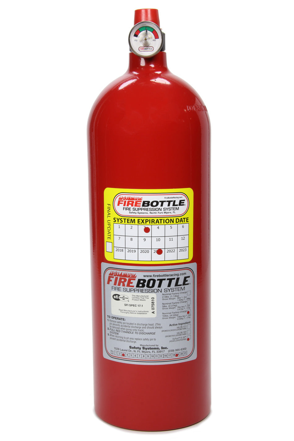 Firebottle Fire Extinguisher Bottle - NOVEC 1230 - FE-36 - 10.0 lb Bottle