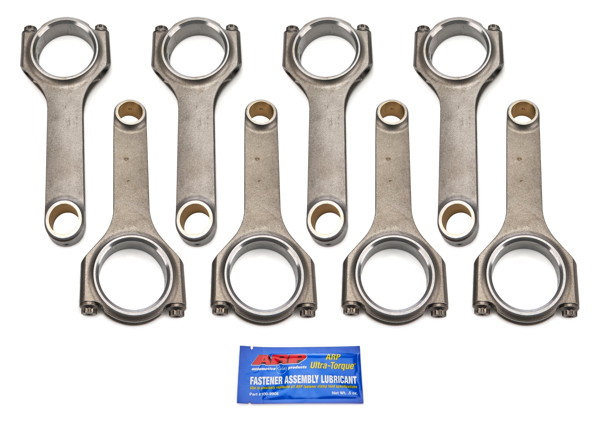 Scat Pro Sport H-Beam Connecting Rod - Stroker Clearanced - 6.125 in Long - Bushed - 7/16 in Cap Screws - ARP2000 Bolt - Small Block Chevy (Set of 8)