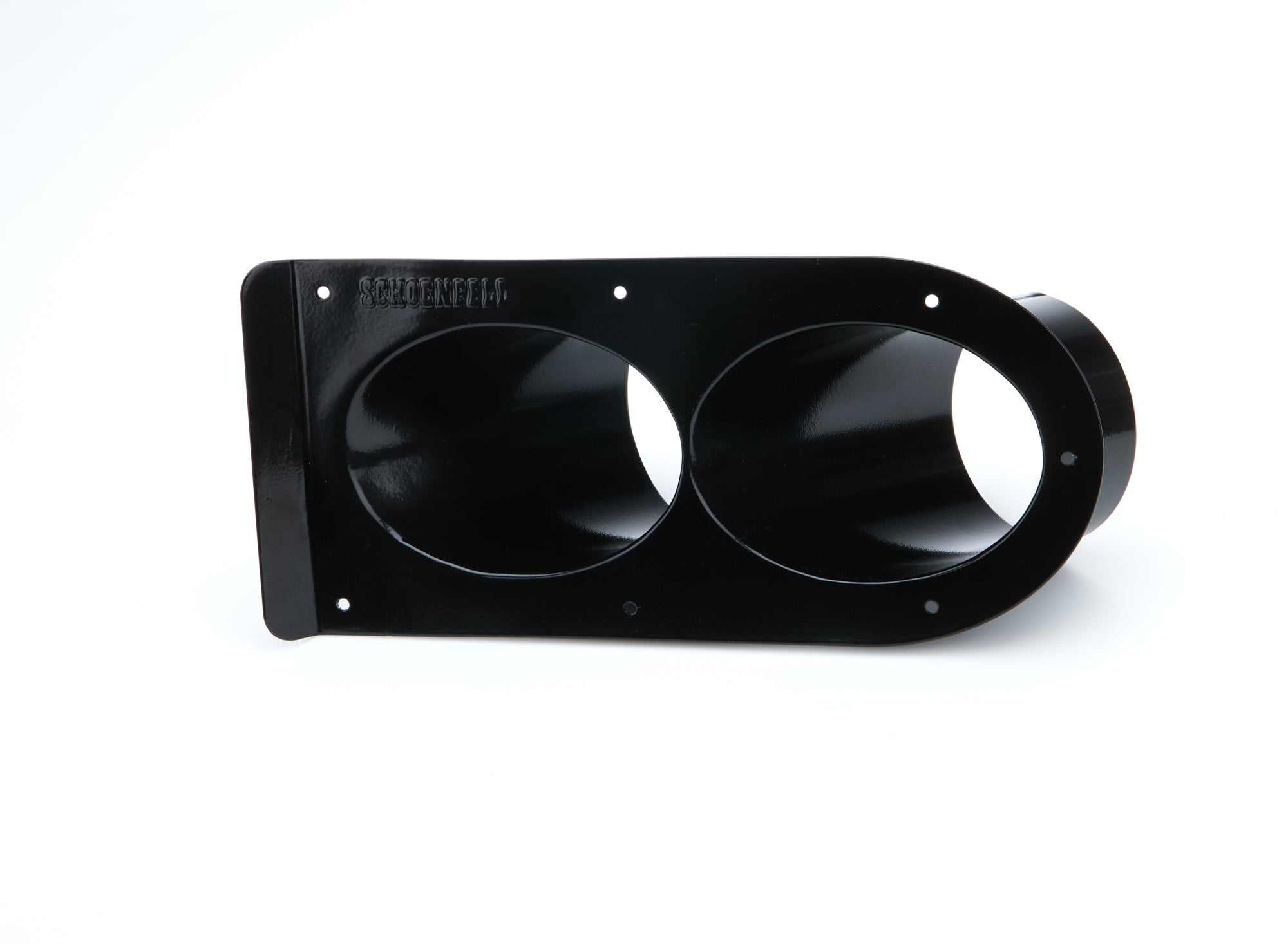 Schoenfeld Tail Pipe Saver Exhaust Shield - 3-1/2 in Diameter - Dual 45 Degree Outlet - Black