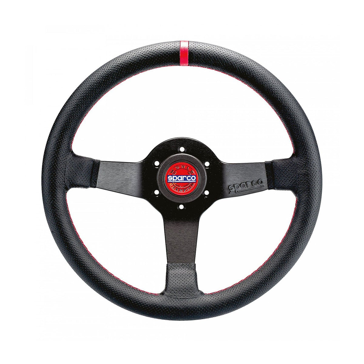Sparco Champion Steering Wheel - 330 mm Diameter - 66 mm Dish - Black Leather Grip - Black