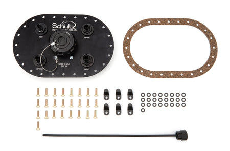 Schultz Twist-On Cap Fuel Cell Filler Plate - Straight Neck - 24-Bolt Flange - Black SFP100-10