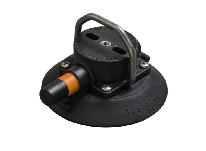 Seasucker Wall Mount Stainless D-Ring Tie Down Hanger - Suction Cup Mount - Black