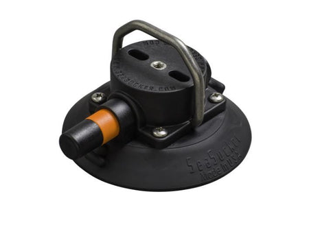Seasucker Wall Mount Stainless D-Ring Tie Down Hanger - Suction Cup Mount - Black