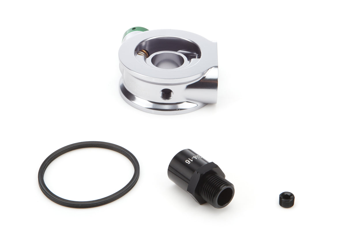 Setrab HyperFlow Sandwich Oil Filter Adapter - 12 AN Male Inlet / Outlet - 3/4-16 in Filter Thread