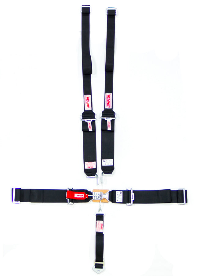 Simpson 5 Point Latch & Link Harness - Pull Down Adjust - Wrap Around - Black