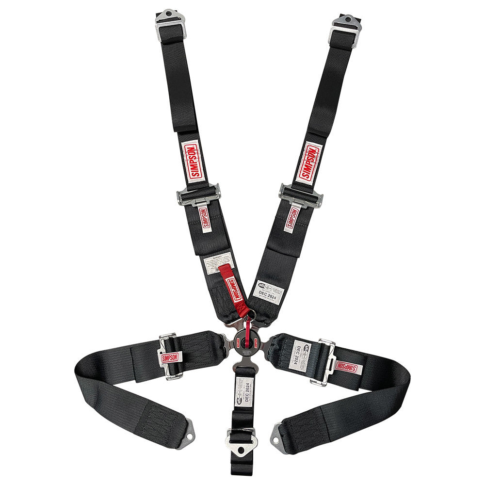 Simpson 5 Point Camlock Harness - Pull Down Adjust - Bolt-In/Wrap Around - Black