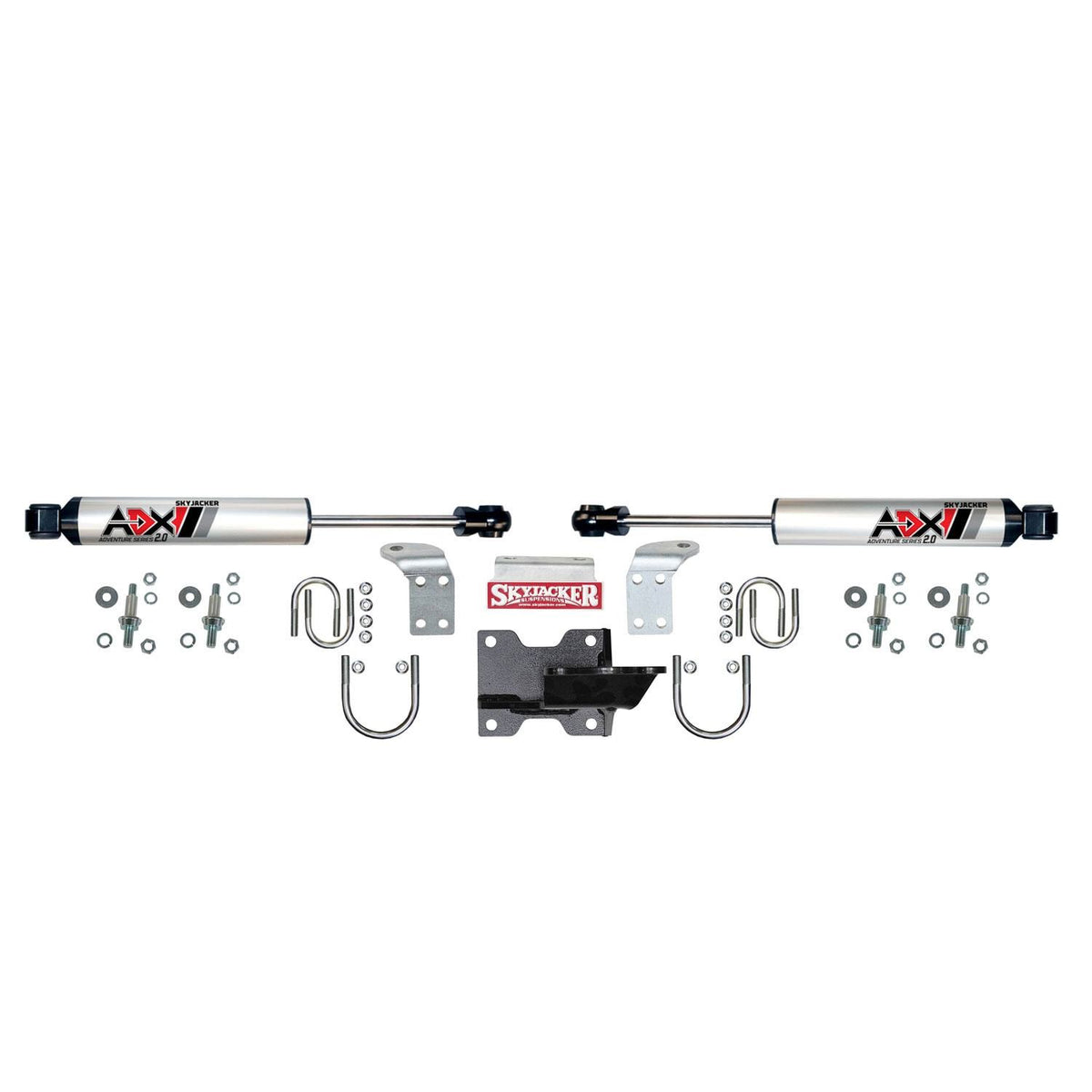 Skyjacker ADX 2.0 Dual Steering Stabilizer - 2-3/4 in Axle Tube Mount - Polished - Jeep Wrangler JK 2007-18