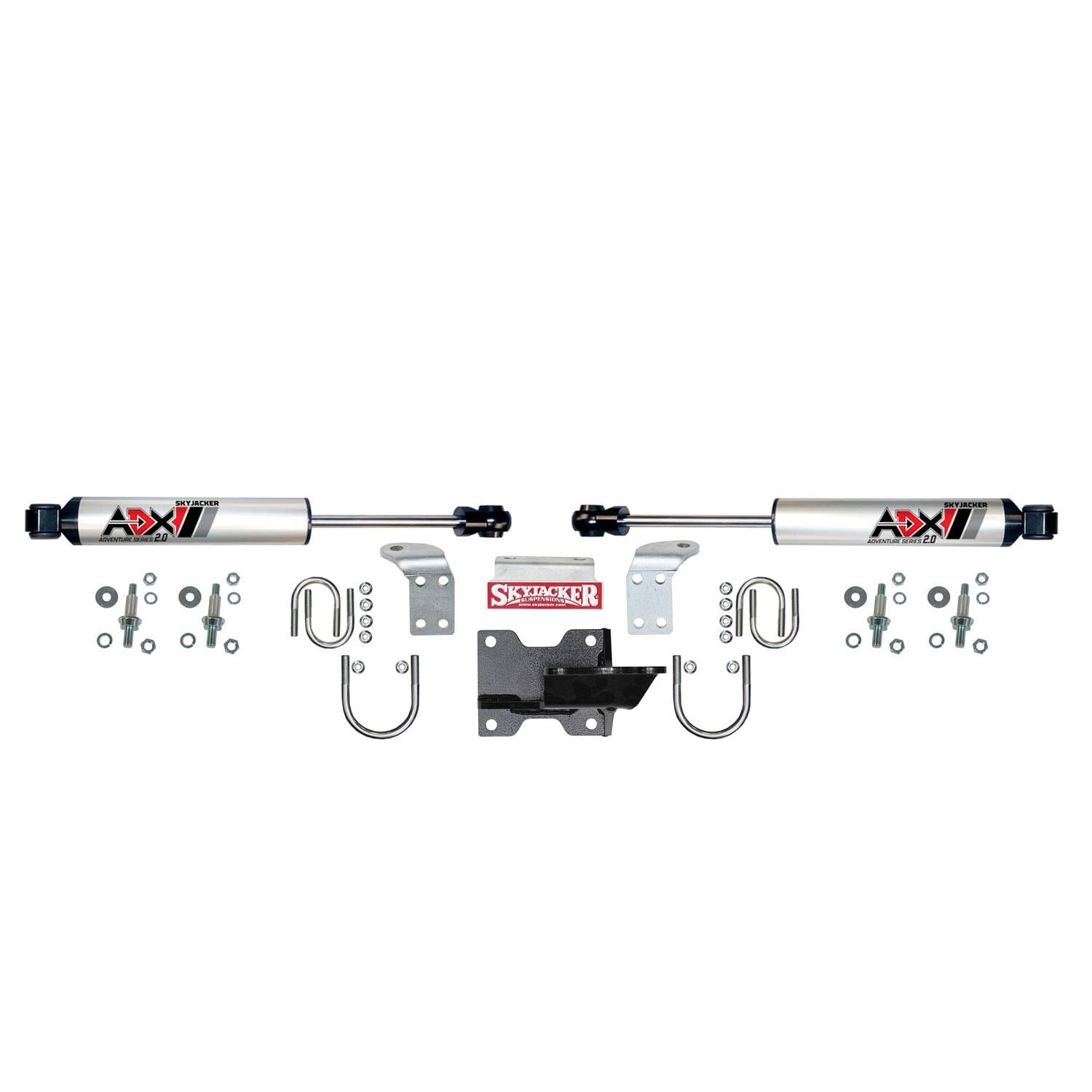 Skyjacker ADX 2.0 Dual Steering Stabilizer - 2-3/4 in Axle Tube Mount - Polished - Jeep Wrangler JK 2007-18