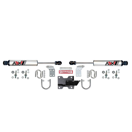 Skyjacker ADX 2.0 Dual Steering Stabilizer - 2-3/4 in Axle Tube Mount - Polished - Jeep Wrangler JK 2007-18