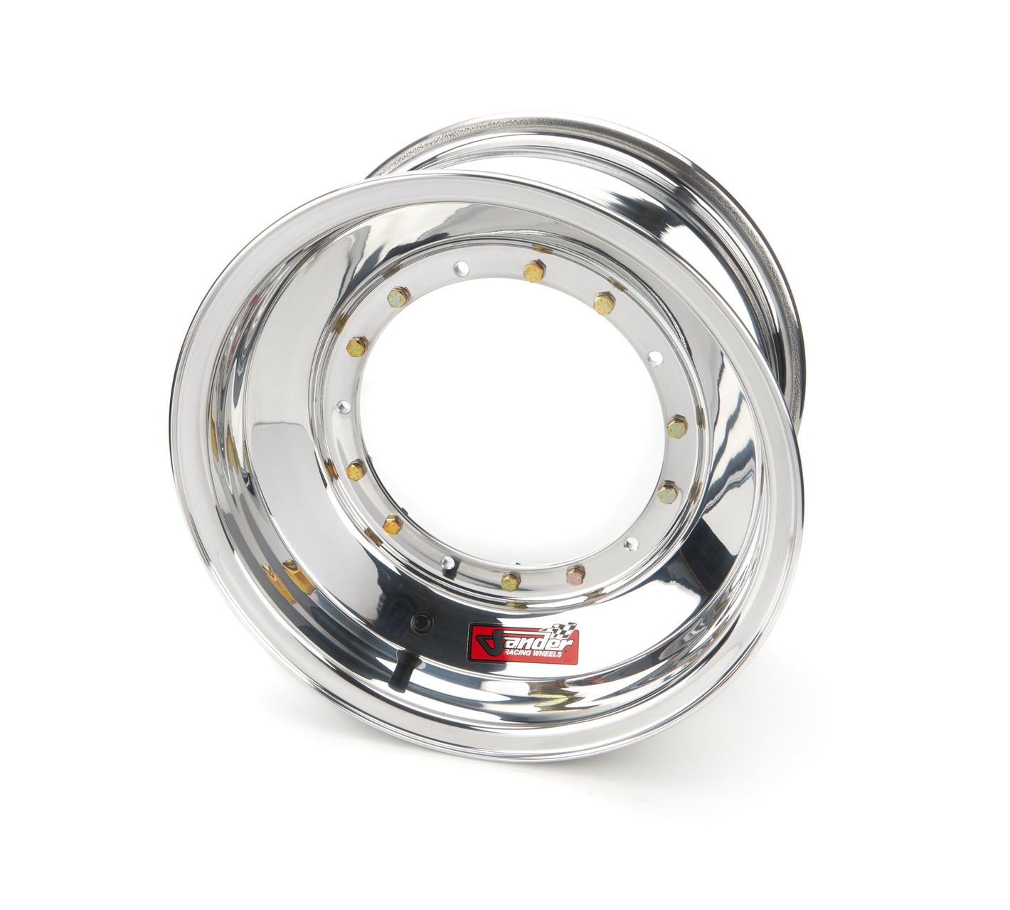 Sander Aluminum Sprint Car Direct Mount Wheel - 15 x 8 in - 3 in Backspace - 5 x 9.75 in Bolt Pattern - Polished
