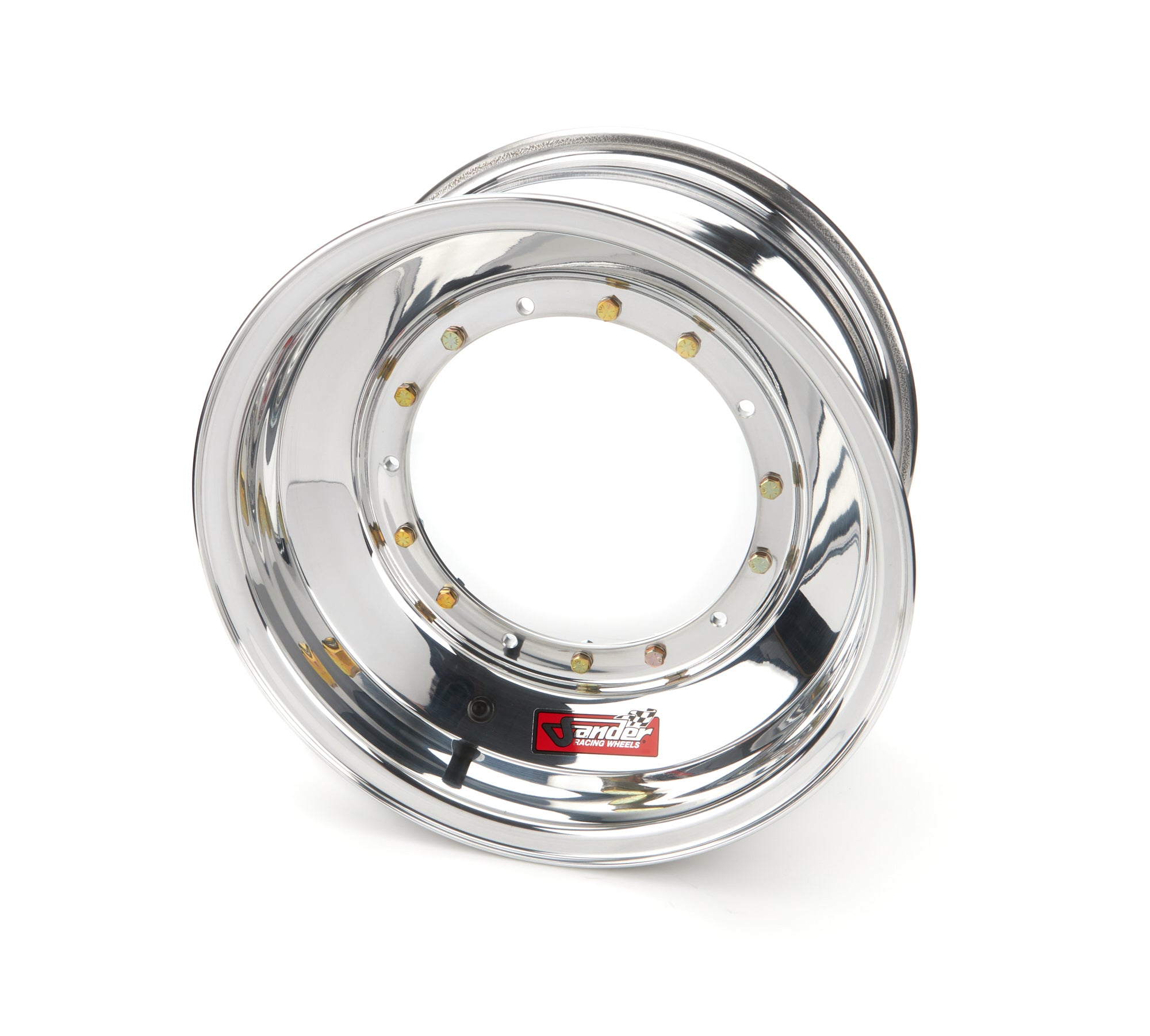 Sander Aluminum Sprint Car Direct Mount Wheel - 15 x 8 in - 3 in Backspace - 5 x 9.75 in Bolt Pattern - Polished