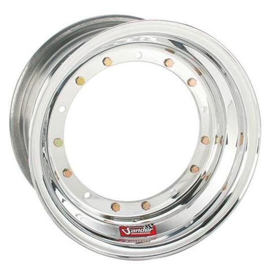 Sander Aluminum Sprint Car Direct Mount Wheel - 15 x 8 in - 4 in Backspace - 5 x 9.75 in Bolt Pattern - Polished