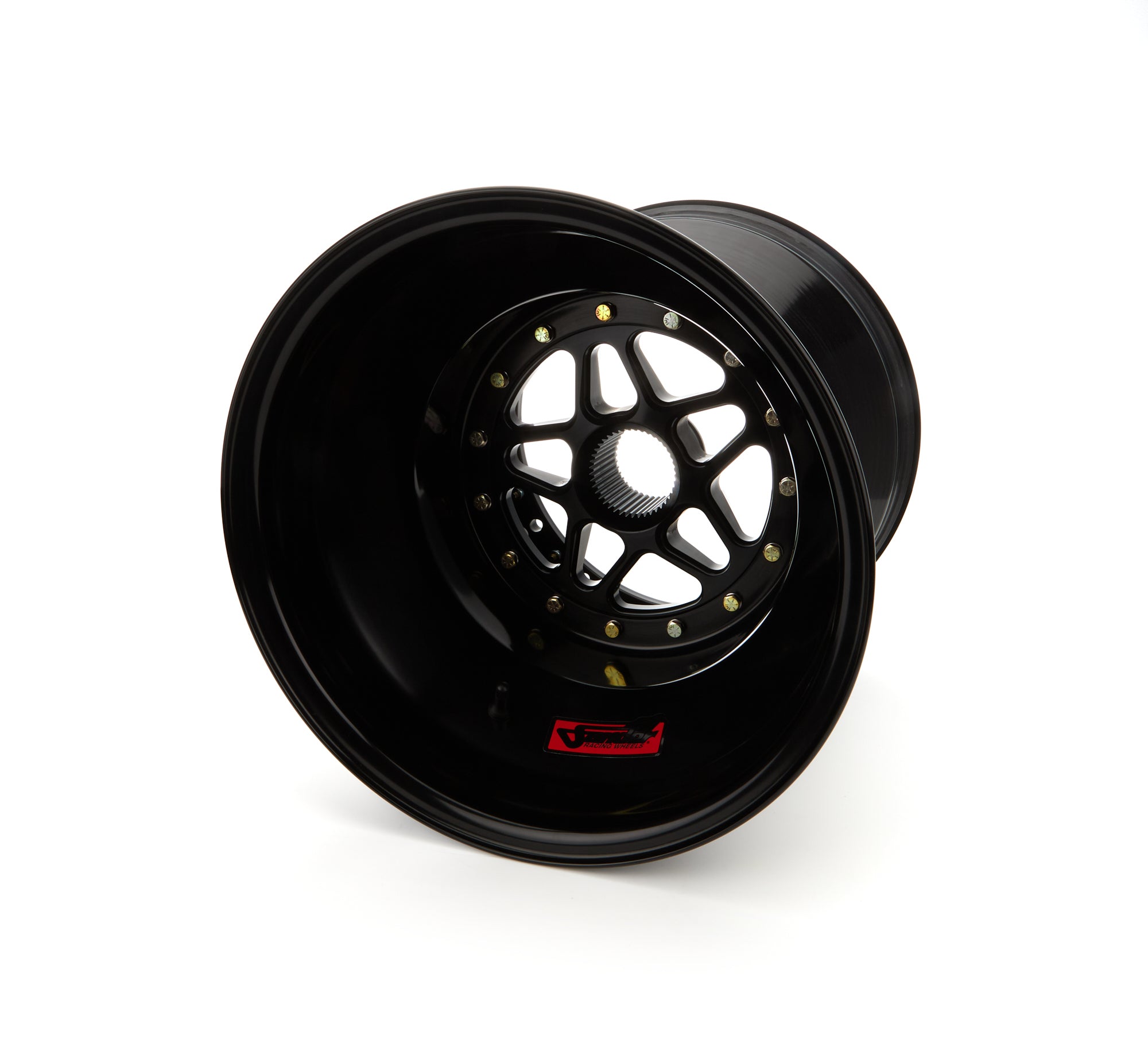 Sander Aluminum 42 Spline Sprint Car Beadlock Wheel - 15 x 15 in - 6 in Backspace - Black
