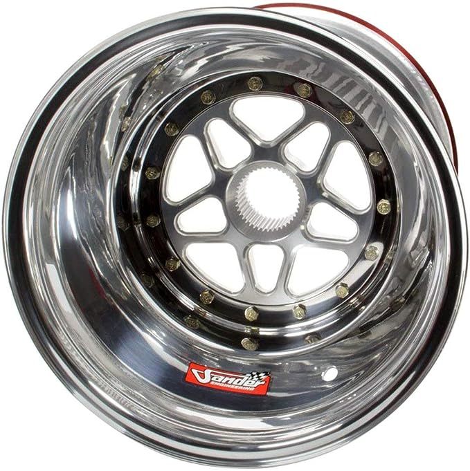 Sander Aluminum 42 Spline Sprint Car Beadlock Wheel - 15 x 15 in - 6 in Backspace - Polished