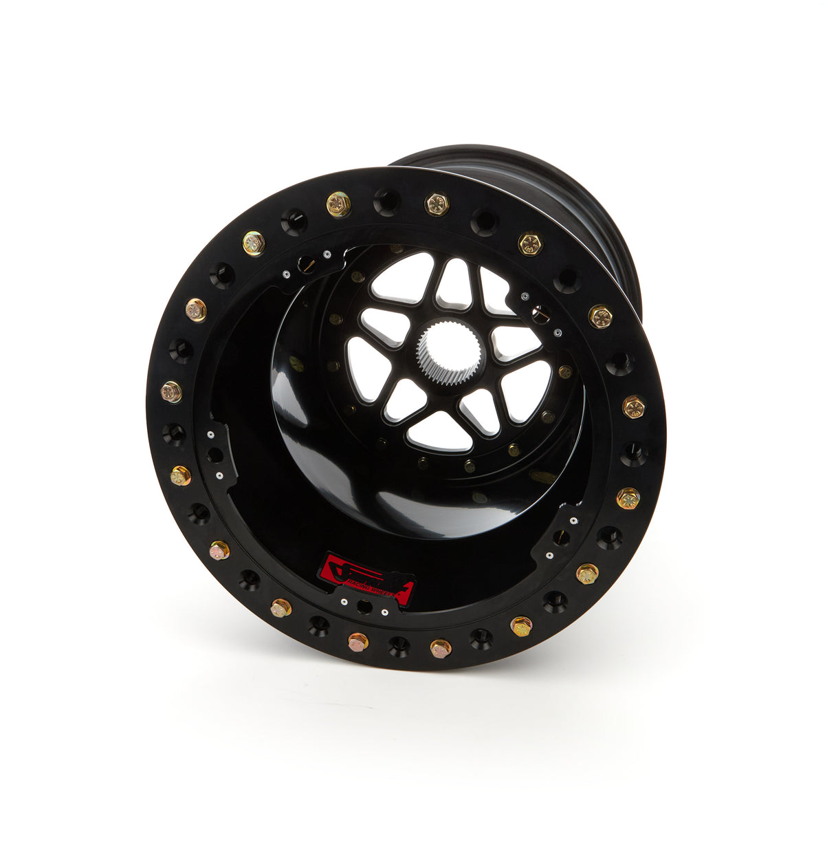 Sander Aluminum 42 Spline Sprint Car Beadlock Wheel - 15 x 17 in - 5 in Backspace - Black