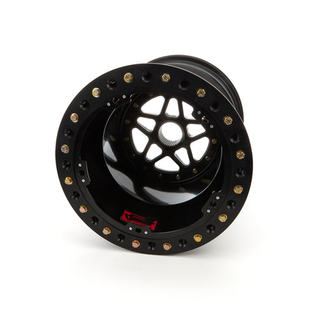 Sander Aluminum 42 Spline Sprint Car Beadlock Wheel - 15 x 17 in - 5 in Backspace - Black