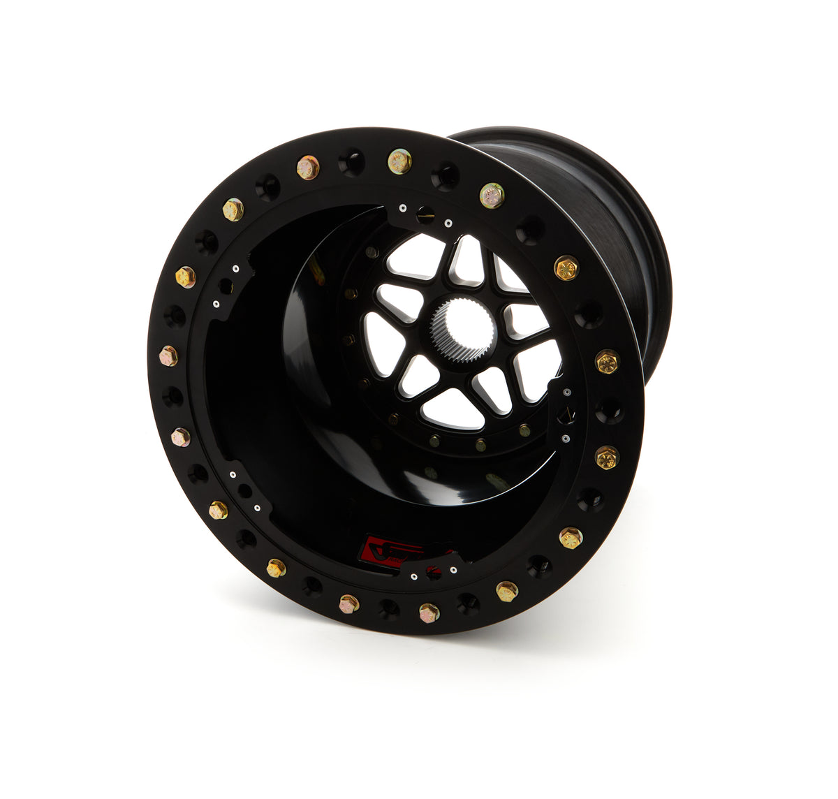 Sander Aluminum 42 Spline Sprint Car Beadlock Wheel - 15 x 17 in - 6 in Backspace - Black