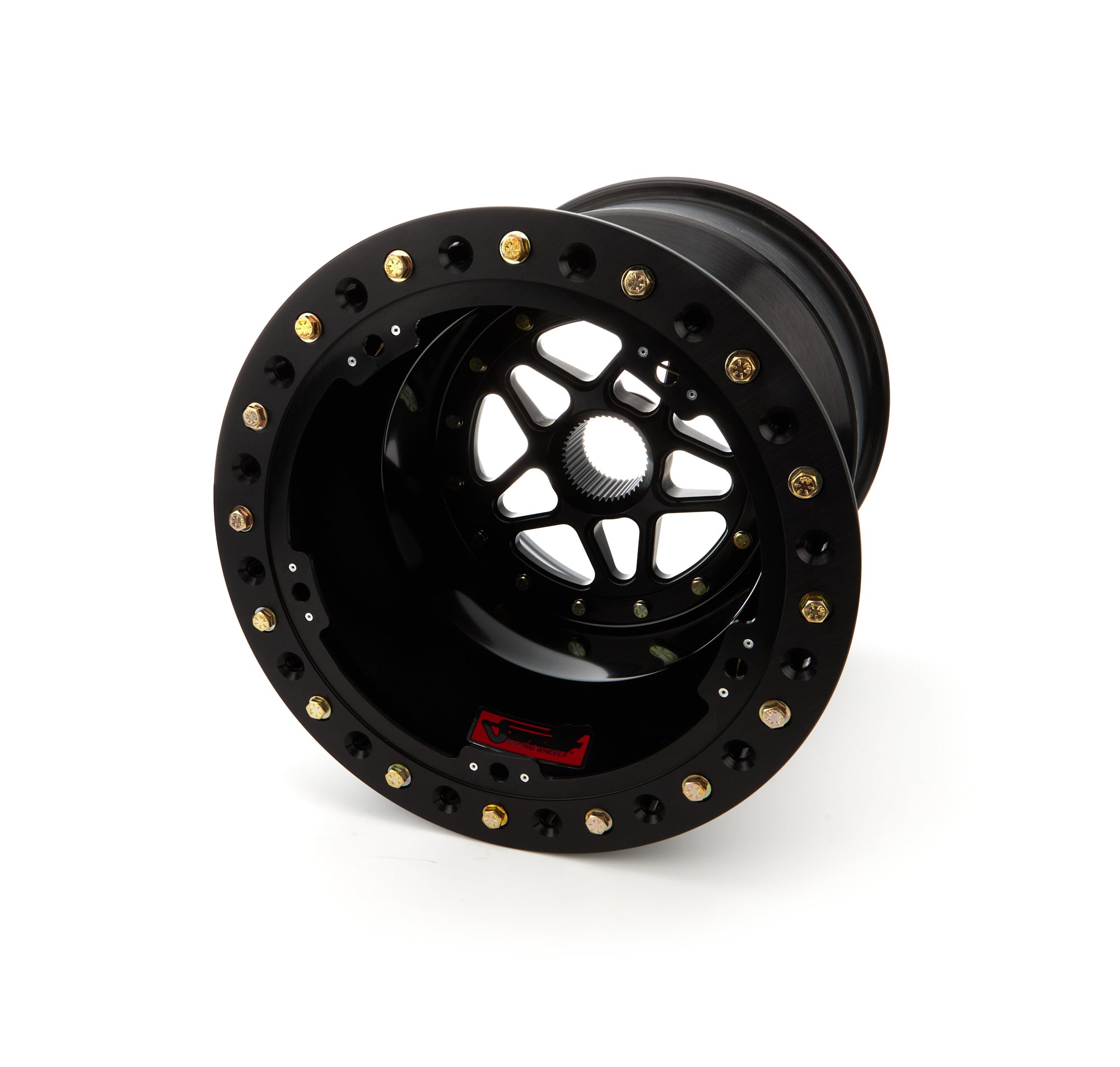 Sander Aluminum 42 Spline Sprint Car Beadlock Wheel - 15 x 17 in - 7 in Backspace - Black