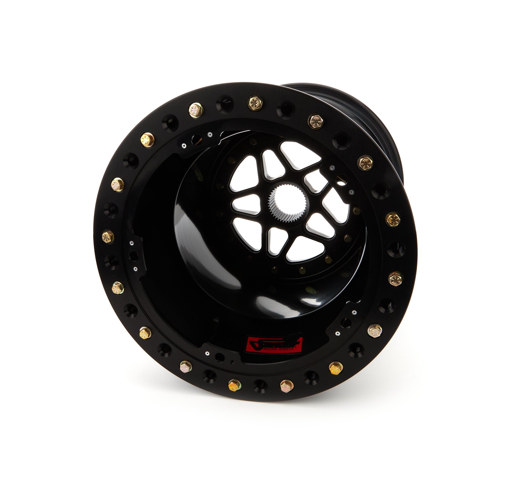 Sander Aluminum 42 Spline Sprint Car Beadlock Wheel - 15 x 18 in - 5 in Backspace - Black