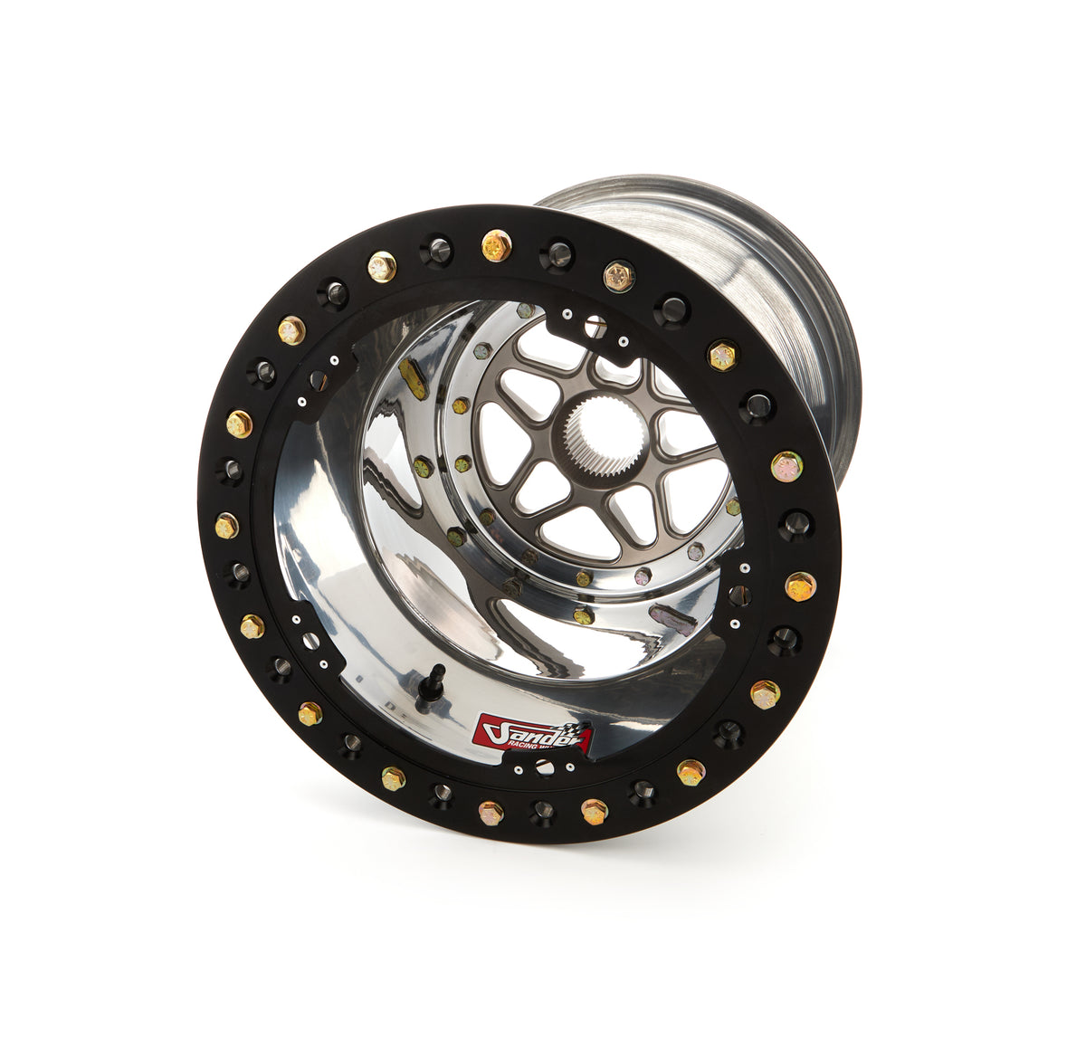 Sander Aluminum 42 Spline Sprint Car Beadlock Wheel - 15 x 18 in - 5 in Backspace - Polished
