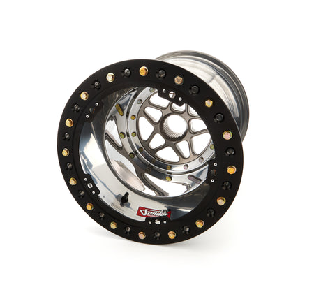 Sander Aluminum 42 Spline Sprint Car Beadlock Wheel - 15 x 18 in - 5 in Backspace - Polished