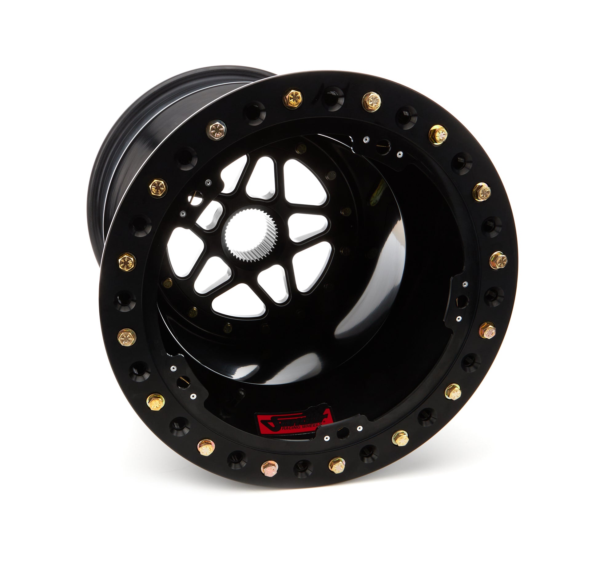 Sander Aluminum 42 Spline Sprint Car Beadlock Wheel - 15 x 18 in - 6 in Backspace - Black