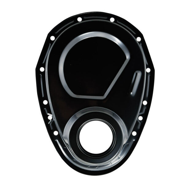 Specialty Products 1-Piece Steel  Timing Cover - Black - Small Block Chevy
