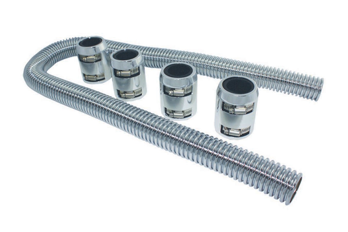 Specialty Products Radiator Hose Kit - 48 in Long - Polished End Caps - Stainless - Chrome