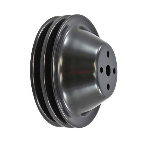 Specialty Products 2 Groove V-Belt Water Pump Pulley - 6.4 in Diameter - Black - Short Water Pump - Small Block Chevy